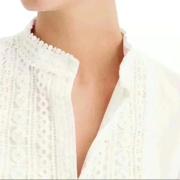 J.Crew Lace Bib Popover Shirt in White, size 14 - Picture 3 of 10